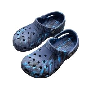 Crocs Classic Marbled Clog Blue Black Grey Kids Size 12 Slip On Shoes